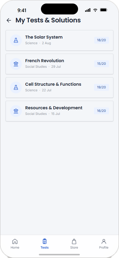 Gems Edge app — tests screen